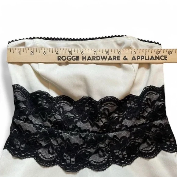 Vintage y2k Charlotte Russe Mini Dress SMALL Strapless Rayon Lace Trim Cocktail - Picture 6 of 7